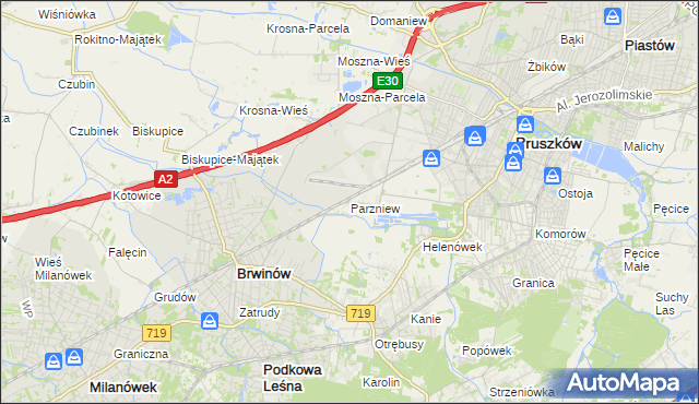 mapa Parzniew, Parzniew na mapie Targeo