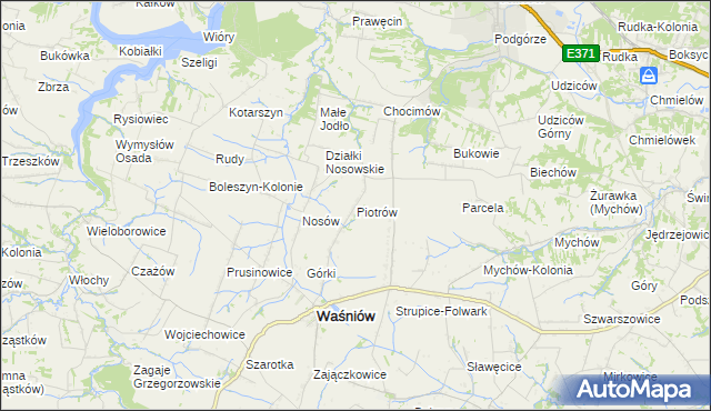 mapa Piotrów gmina Waśniów, Piotrów gmina Waśniów na mapie Targeo
