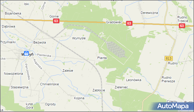 mapa Planta gmina Wohyń, Planta gmina Wohyń na mapie Targeo