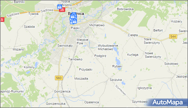 mapa Podgórz gmina Brodnica, Podgórz gmina Brodnica na mapie Targeo