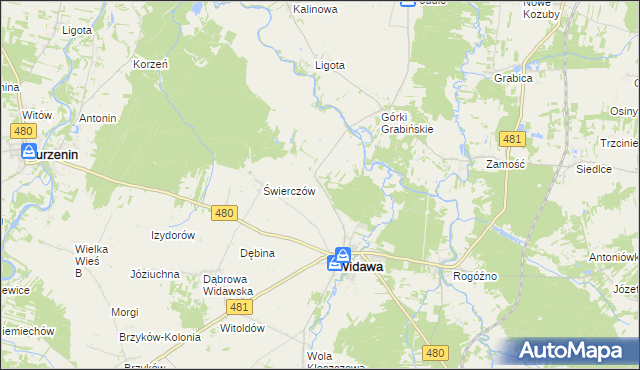 mapa Podgórze gmina Widawa, Podgórze gmina Widawa na mapie Targeo