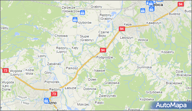 mapa Podgrodzie gmina Dębica, Podgrodzie gmina Dębica na mapie Targeo