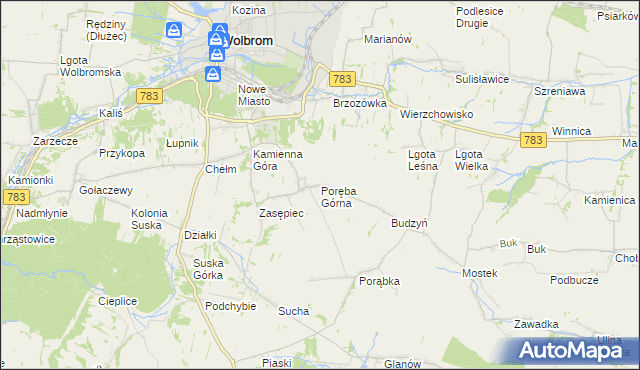 mapa Poręba Górna, Poręba Górna na mapie Targeo