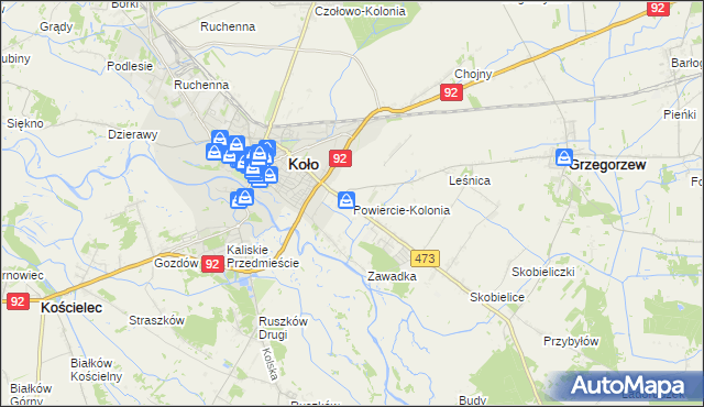 mapa Powiercie-Kolonia, Powiercie-Kolonia na mapie Targeo
