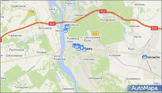 mapa Puław, Puławy na mapie Targeo