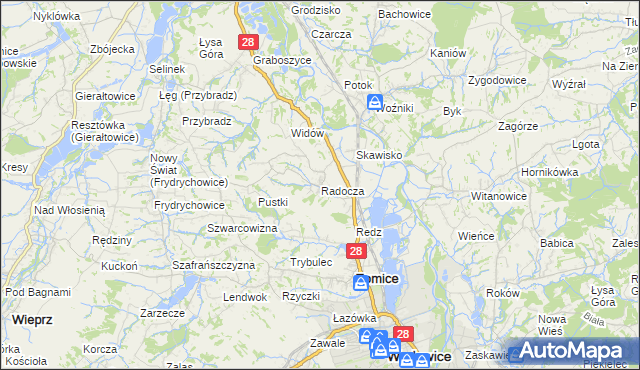 mapa Radocza, Radocza na mapie Targeo