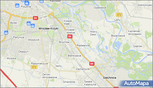 mapa Radwanice gmina Siechnice, Radwanice gmina Siechnice na mapie Targeo
