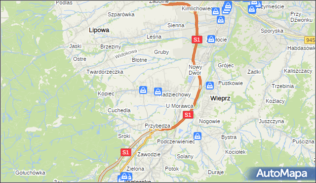 mapa Radziechowy, Radziechowy na mapie Targeo