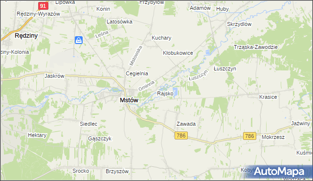 mapa Rajsko gmina Mstów, Rajsko gmina Mstów na mapie Targeo