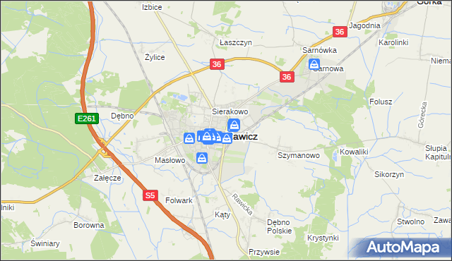 mapa Rawicz, Rawicz na mapie Targeo