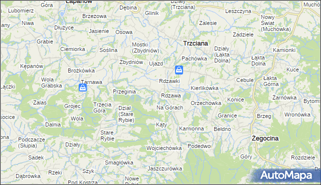 mapa Rdzawa, Rdzawa na mapie Targeo