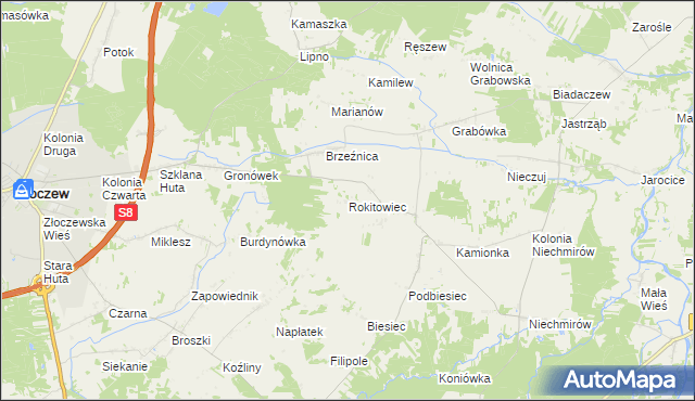 mapa Rokitowiec, Rokitowiec na mapie Targeo