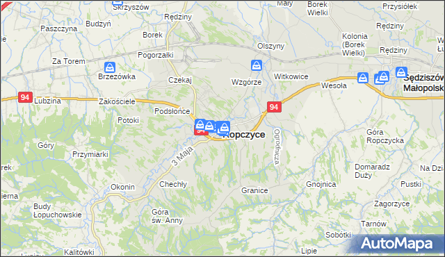mapa Ropczyce, Ropczyce na mapie Targeo