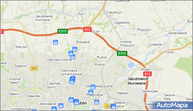mapa Rudnik gmina Wólka, Rudnik gmina Wólka na mapie Targeo