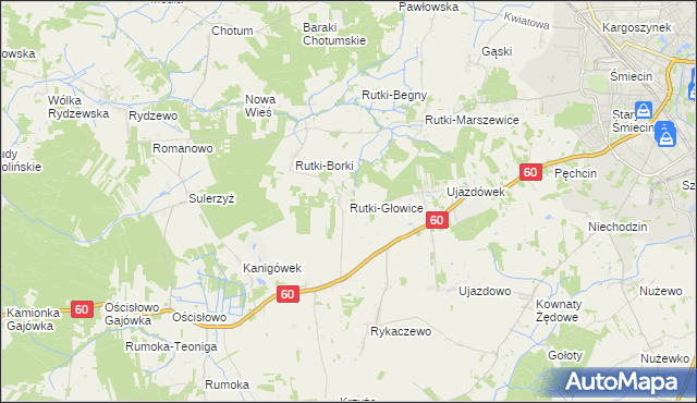 mapa Rutki-Głowice, Rutki-Głowice na mapie Targeo