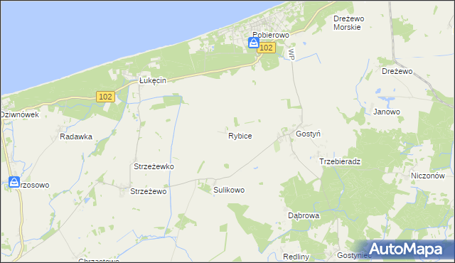 mapa Rybice, Rybice na mapie Targeo