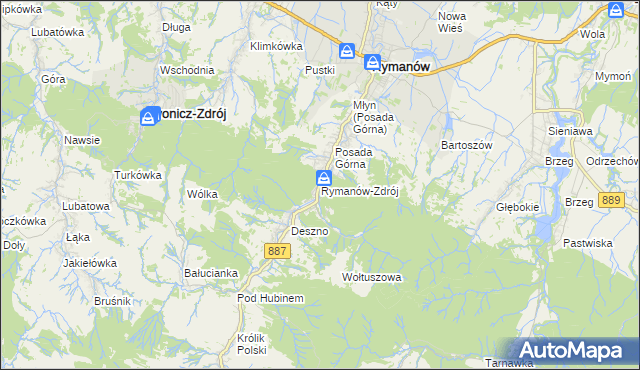 mapa Rymanów-Zdrój, Rymanów-Zdrój na mapie Targeo