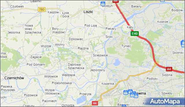 mapa Ściejowice, Ściejowice na mapie Targeo