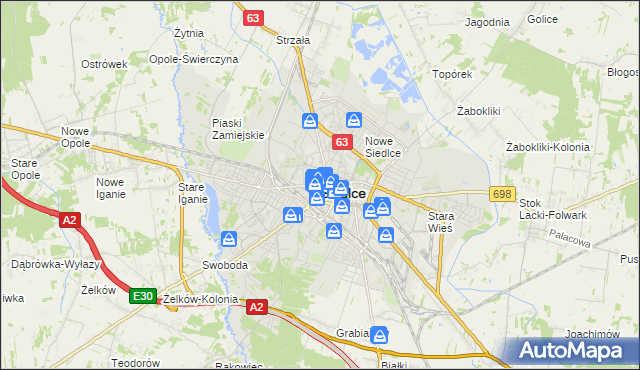 mapa Siedlce, Siedlce na mapie Targeo