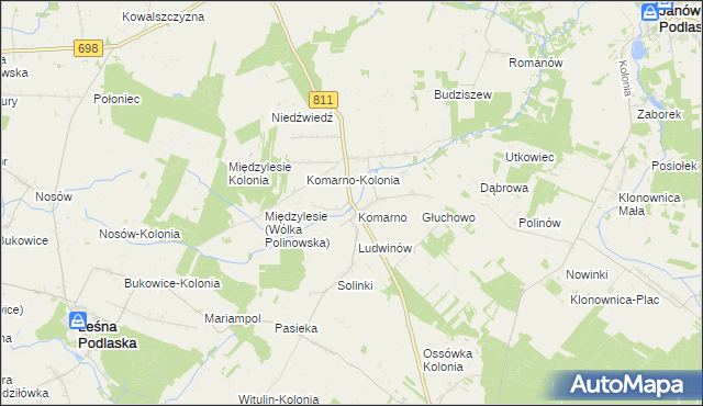 mapa Siekierka gmina Konstantynów, Siekierka gmina Konstantynów na mapie Targeo