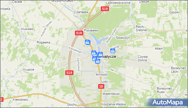mapa Siemiatycze, Siemiatycze na mapie Targeo