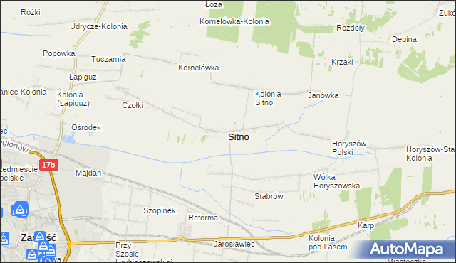 mapa Sitno powiat zamojski, Sitno powiat zamojski na mapie Targeo