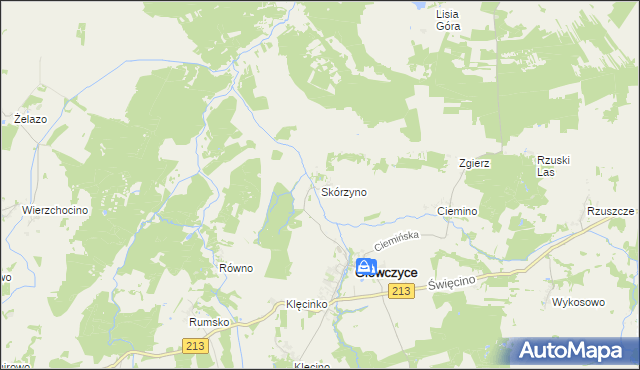 mapa Skórzyno, Skórzyno na mapie Targeo