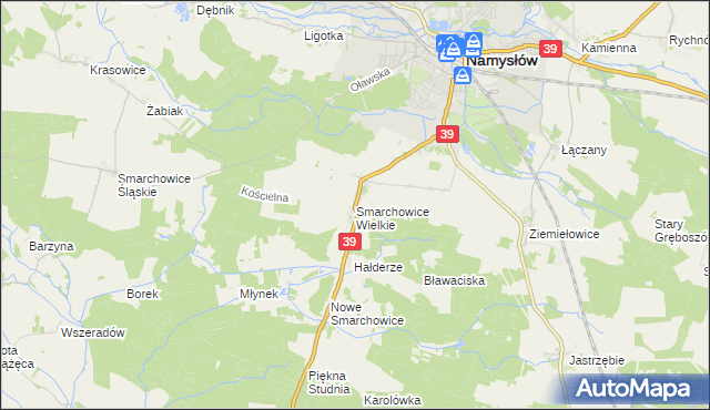 mapa Smarchowice Wielkie, Smarchowice Wielkie na mapie Targeo