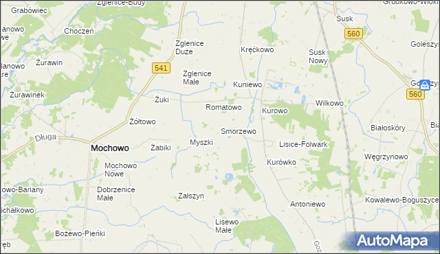 mapa Smorzewo, Smorzewo na mapie Targeo
