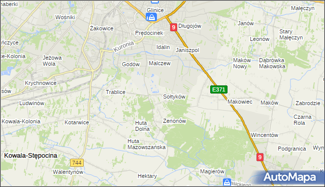 mapa Sołtyków gmina Skaryszew, Sołtyków gmina Skaryszew na mapie Targeo