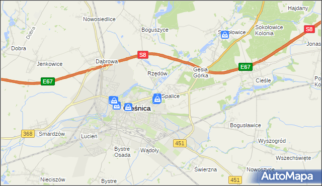 mapa Spalice, Spalice na mapie Targeo