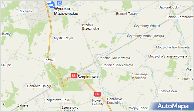 mapa Średnica-Jakubowięta, Średnica-Jakubowięta na mapie Targeo