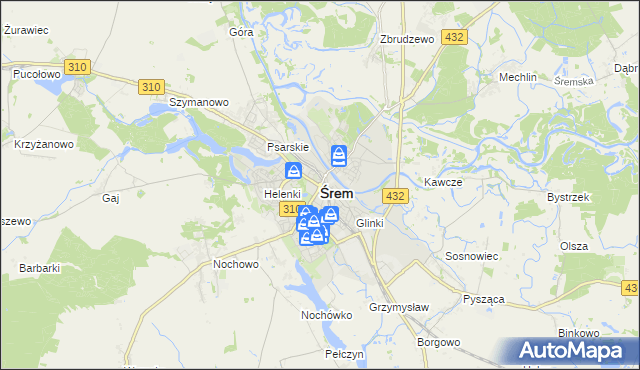 mapa Śrem, Śrem na mapie Targeo