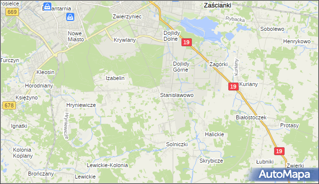 mapa Stanisławowo gmina Juchnowiec Kościelny, Stanisławowo gmina Juchnowiec Kościelny na mapie Targeo