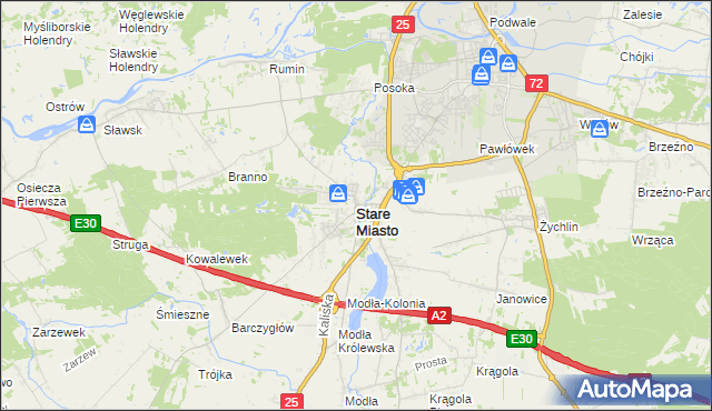 mapa Stare Miasto powiat koniński, Stare Miasto powiat koniński na mapie Targeo