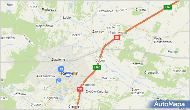 mapa Stary Dybów, Stary Dybów na mapie Targeo