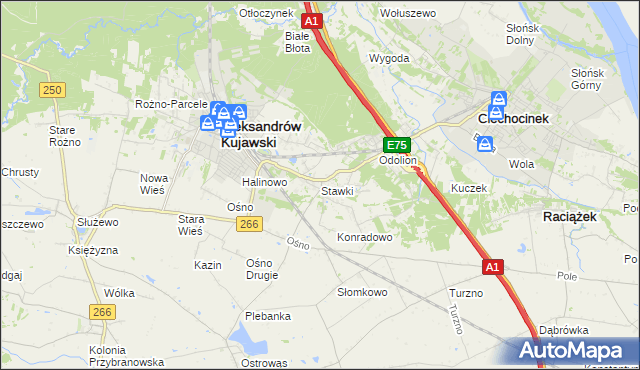 mapa Stawki gmina Aleksandrów Kujawski, Stawki gmina Aleksandrów Kujawski na mapie Targeo