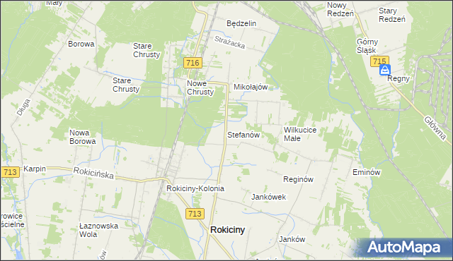 mapa Stefanów gmina Rokiciny, Stefanów gmina Rokiciny na mapie Targeo