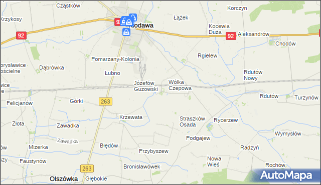 mapa Straszkówek, Straszkówek na mapie Targeo