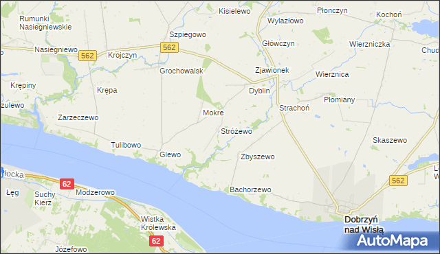 mapa Stróżewo gmina Dobrzyń nad Wisłą, Stróżewo gmina Dobrzyń nad Wisłą na mapie Targeo