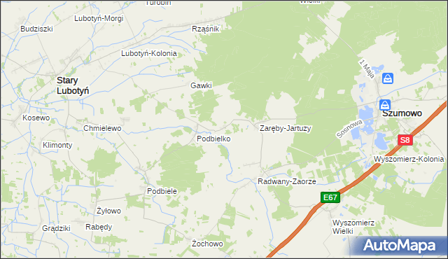 mapa Stryjki gmina Szumowo, Stryjki gmina Szumowo na mapie Targeo