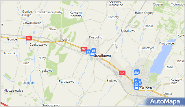 mapa Strzałkowo powiat słupecki, Strzałkowo powiat słupecki na mapie Targeo