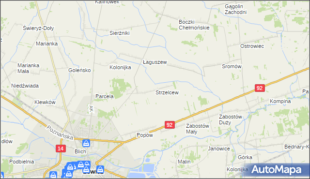 mapa Strzelcew, Strzelcew na mapie Targeo