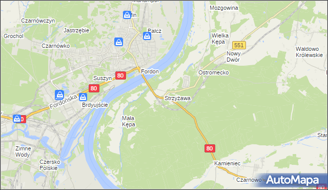 mapa Strzyżawa, Strzyżawa na mapie Targeo