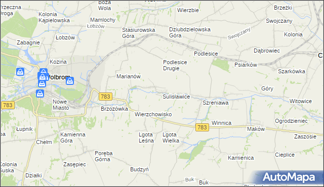 mapa Sulisławice gmina Wolbrom, Sulisławice gmina Wolbrom na mapie Targeo