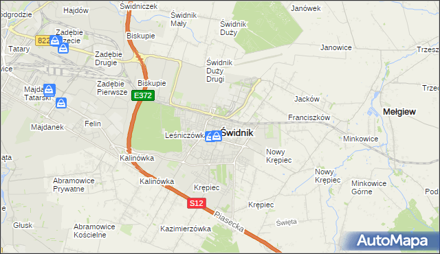 mapa Świdnika, Świdnik na mapie Targeo