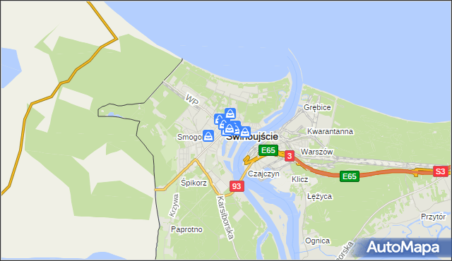 mapa Świnoujście, Świnoujście na mapie Targeo