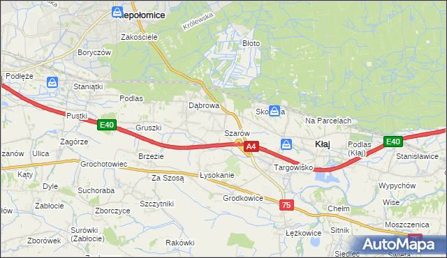 mapa Szarów gmina Kłaj, Szarów gmina Kłaj na mapie Targeo