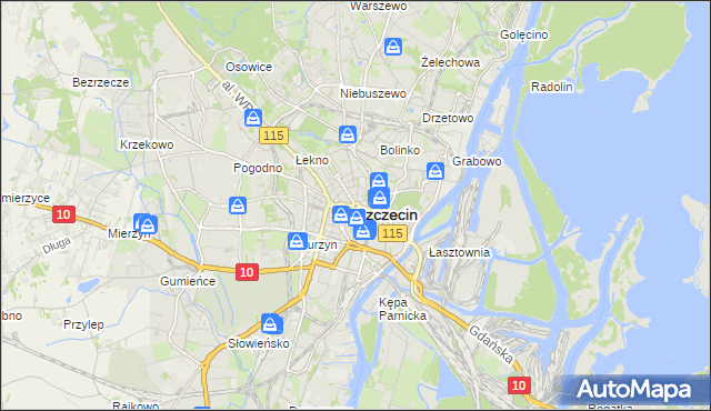 mapa Szczecina, Szczecin na mapie Targeo