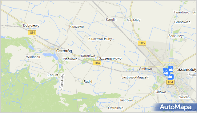 mapa Szczepankowo gmina Ostroróg, Szczepankowo gmina Ostroróg na mapie Targeo